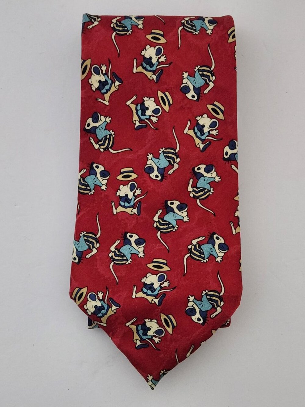 Vintage 90s  Sinsabang Character Novelty Pure Silk Tie Retro Eclectic Goblincore